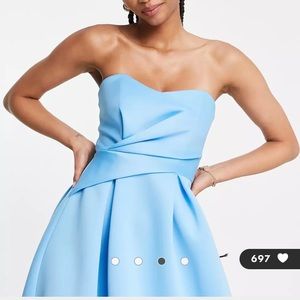 ASOS DESIGN Tall wrap bandeau prom midi dress in blue